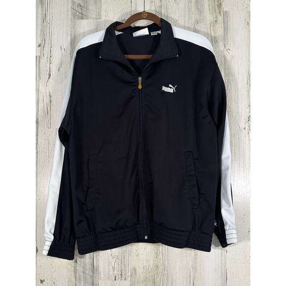 Puma Mens Track Jacket Black White Size Medium Zip Up - Picture 2 of 10
